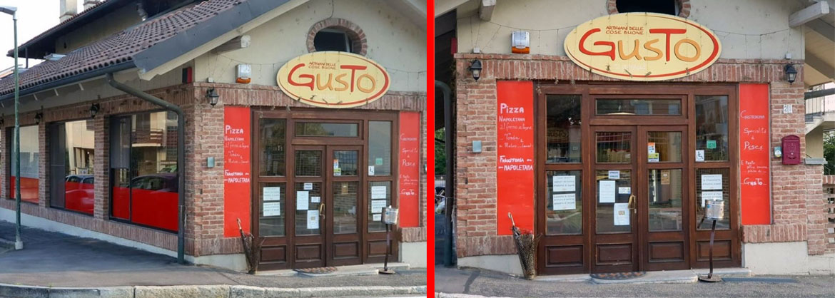 Ingresso della pizzeria GusTo a Chieri