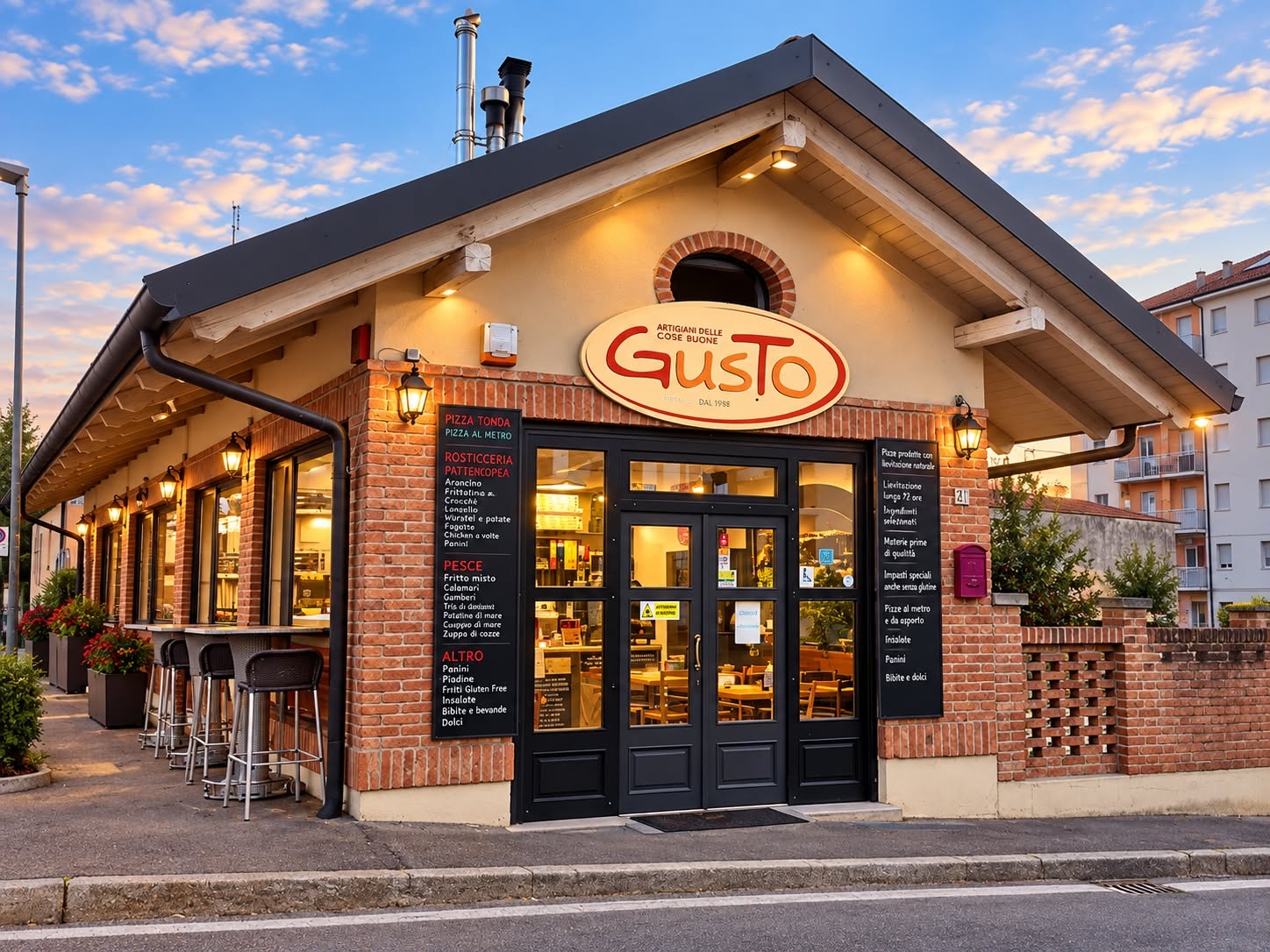Esterno della pizzeria GusTo a Chieri